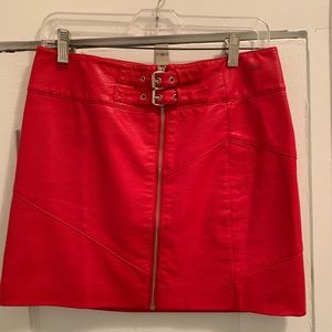 Mango Red Leather Skirt